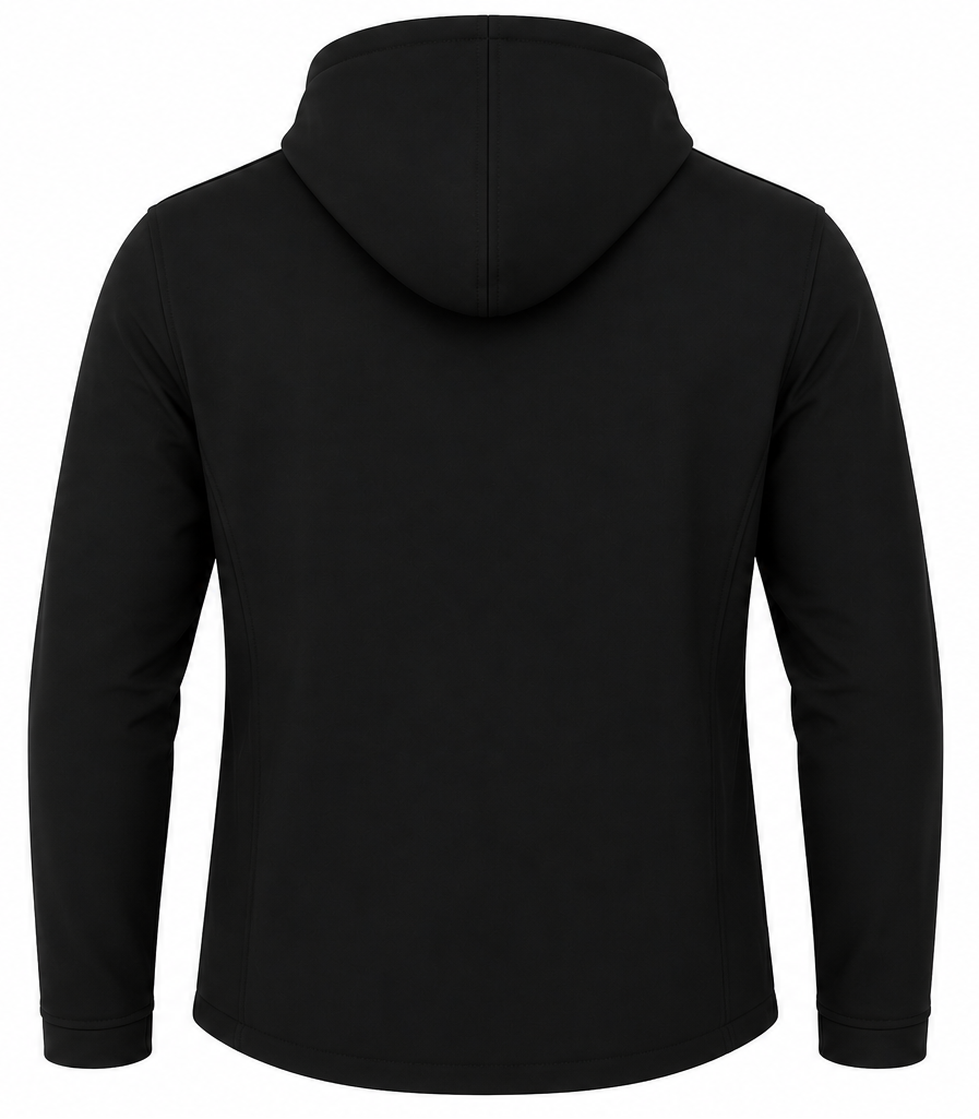 Chamarra Softshell Noir impermeable con gorro para hombre vista frontal.