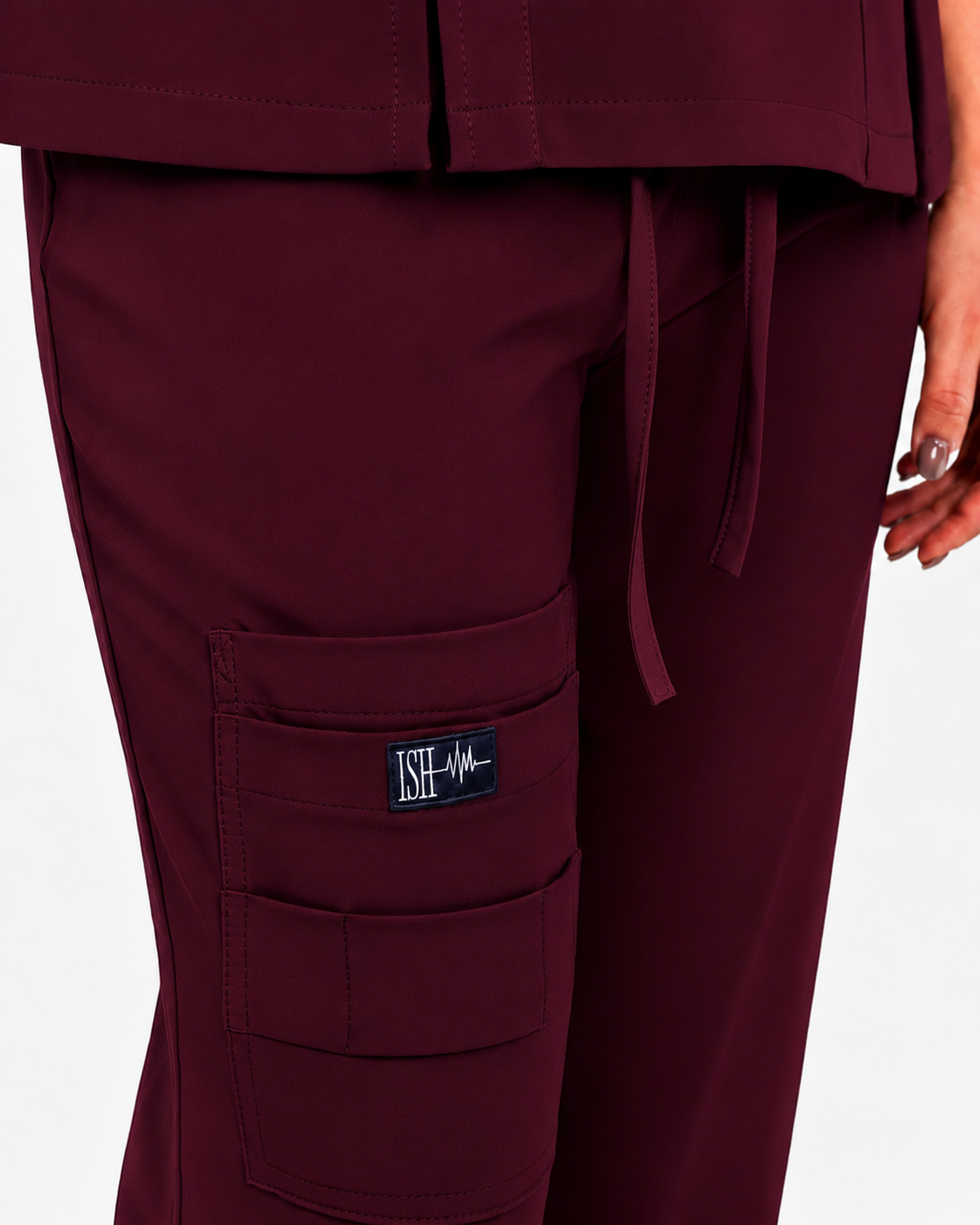 Bolsillo del pantalón scrub Burgundy color vino.