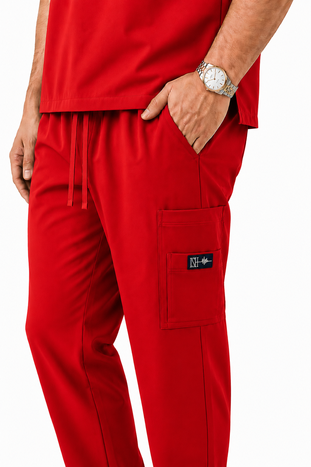 Pantalón de scrub rouge rojo para caballero.